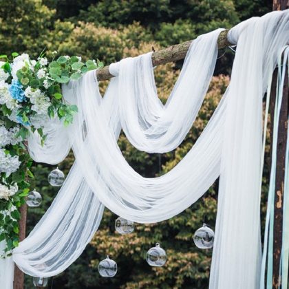 10m-48cm Crystal White Tulle Roll Party Backdrop Decoration